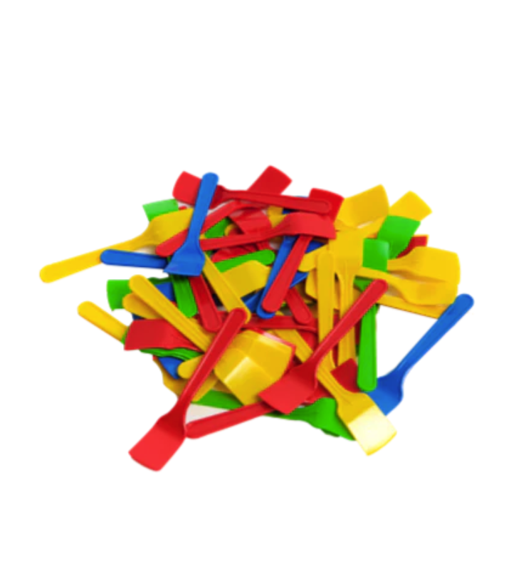 Eight shirts arranged on table in black, olive, grey, blue, white, red, mustard, and green.