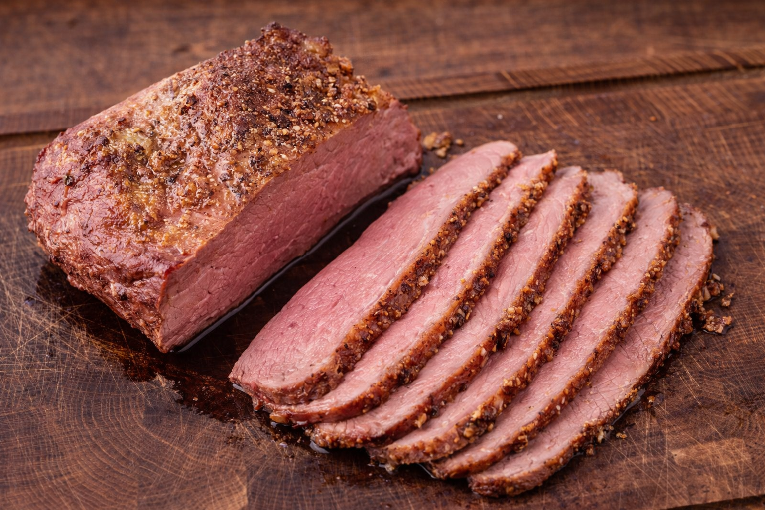 Langtidsstegt rosa kalveculotte med timian (+ 10,- pr. person)